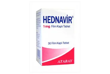 HEDNAVIR 1 MG 30 FILM TABLET kutu fotoğrafı, film kaplı tablet formunda entekavir içerir. Üretici: ATABAY KİMYA SANAYİ VE TİC. A.Ş.