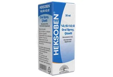 HEKSOBEN %0,15/0,12 ORAL SPREY, COZELTI (30 ML) (benzidamin kombinasyonları -oral) kutusu, çözelti. Üretici: TCT PHARMA İLAÇ SANAYİ VE TİCARET ANONİM ŞİRKETİ.