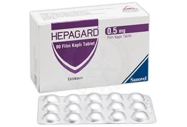 HEPAGARD 0,5 MG FILM KAPLI TABLET (90 TABLET) ambalajı. Entekavir içeren film kaplı tablet. Üretici: SANOVEL İLAÇ SANAYİ VE TİCARET ANONİM ŞİRKETİ.