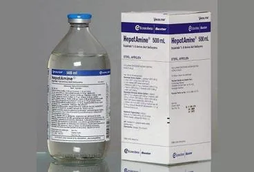 HEPATAMINE %8 500 ML(SETLI) ambalajı. Etkin maddesi aminoasit. Üretici: ECZACIBAŞI-BAXTER HASTANE ÜRÜNLERİ SANAYİ VE TİCARET A.Ş.