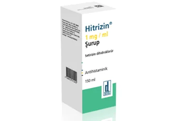 HITRIZIN 1 MG/ML SURUP (150 ML) (setirizin) ambalajı, şurup. Üretici: DEVA HOLDİNG ANONİM ŞİRKETİ.