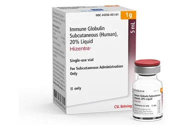 Immünglobülin içeren çözelti: HIZENTRA 1 G/5 ML S.C. UYGULAMA ICIN ENJEKSIYONLUK COZELTI (1 FLAKON) ambalajı. Üretici: CSL BEHRİNG BİYOTERAPİ İLAÇ DIŞ TİCARET ANONİM ŞİRKETİ.