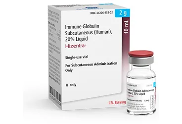 HIZENTRA 2 G/10 ML S.C. UYGULAMA ICIN ENJEKSIYONLUK COZELTI (1 FLAKON) (immünglobülin) ürün ambalajı, çözelti. Üretici: CSL BEHRİNG BİYOTERAPİ İLAÇ DIŞ TİCARET ANONİM ŞİRKETİ.