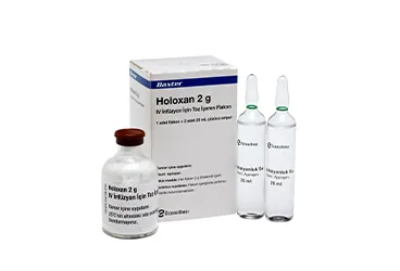 Ifosfamide içeren çözelti: HOLOXAN 2 G IV INFUZYONLUK COZELTI HAZIRLAMAK ICIN TOZ kutusu. Üretici: BAXTER TURKEY RENAL HİZMETLER ANONİM ŞİRKETİ.