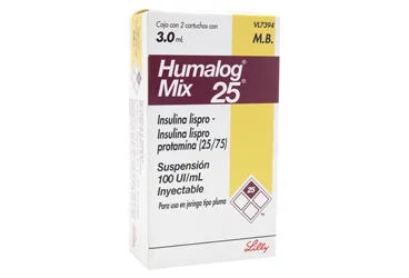 Insülin lispro -kısa-orta kombine içeren HUMALOG MIX 25 100 IU/ML 3ML x5 KARTUS ürün ambalajı. Üretici: LİLLY İLAÇ TİCARET LİMİTED ŞİRKETİ.