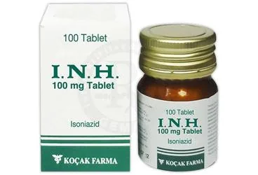 I.N.H 100 MG 100 TABLET kutusu, tablet formunda izoniyazid içerir. Üretici: KOÇAK FARMA İLAÇ VE KİMYA SANAYİ A.Ş.