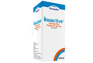 Ibuprofen içeren şurup: IBUACTIVE 100 MG/5 ML 100 ML PEDIATRIK SURUP kutu fotoğrafı. Üretici: HUMANİS SAĞLIK ANONİM ŞİRKETİ.