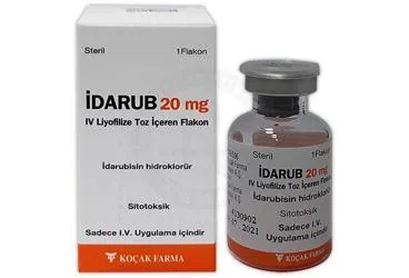 IDARUB 20 MG IV LIYOFILIZE TOZ ICEREN FLAKON ambalajı, flakon formunda idarubisin hcl içerir. Üretici: KOÇAK FARMA İLAÇ VE KİMYA SANAYİ A.Ş.