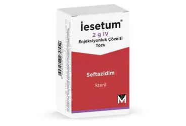 IESETUM 2 G IV ENJEKSIYONLUK COZELTI TOZU (1 FLAKON) (seftazidim) kutu fotoğrafı, çözelti. Üretici: MENARİNİ SAĞLIK VE İLAÇ SANAYİ TİCARET ANONİM ŞİRKETİ.