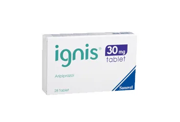 IGNIS 30 MG 28 TABLET (aripiprazol) kutusu, tablet. Üretici: SANOVEL İLAÇ SANAYİ VE TİCARET ANONİM ŞİRKETİ.