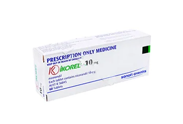 IKOREL 10 MG TABLET, 30 ADET ürün ambalajı, tablet formunda nikorandil içerir. Üretici: BİLİM İLAÇ SAN. VE TİC. A.Ş.