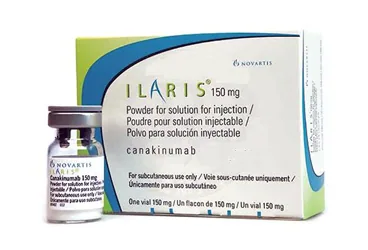 Kanakinumab içeren çözelti: ILARIS 150 MG/ML ENJEKSIYONLUK COZELTI (1 ML x 1 FLAKON) kutusu. Üretici: NOVARTİS SAĞLIK GIDA VE TARIM ÜRÜNLERİ SANAYİ VE TİCARET ANONİM ŞİRKETİ.