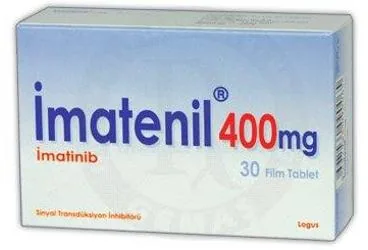 Imatinib içeren film kaplı tablet: IMATENIL 400 MG FILM TABLET (30 FILM TABLET) kutusu. Üretici: LOGUS İLAÇ SANAYİ TİCARET ANONİM ŞİRKETİ.