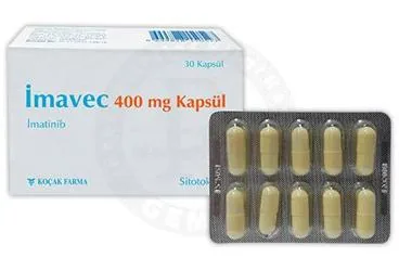 IMAVEC 400 MG KAPSUL (30 CAP) (imatinib) ürün ambalajı, kapsül. Üretici: KOÇAK FARMA İLAÇ VE KİMYA SANAYİ A.Ş.