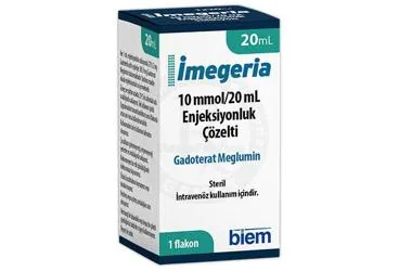 IMEGERIA 10 MMOL/20 ML ENJEKSIYONLUK COZELTI (20 ML 1 FLAKON) (meglumin gadoterat) ürün ambalajı, çözelti. Üretici: BİEM İLAÇ SAN. VE TİC. A.Ş.