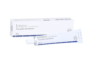 IMEX 20 GR MERHEM kutu fotoğrafı, merhem formunda tetrasiklin -topikal içerir. Üretici: ASSOS İLAÇ KİMYA GIDA ÜRÜNLERİ ÜRETİM VE TİC. A.Ş.