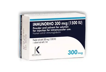 IMMUNORHO 300 MIKROGRAM (1500 IU) / 2 ML IM ENJEKSIYON ICIN LIYOFILIZE TOZ ICEREN FLAKON (anti rh immunglobulin) ürün ambalajı, flakon. Üretici: KEDRİON BETAPHAR BİYOFARMASÖTİK İLAÇ SANAYİ VE TİCARET ANONİM ŞİRKETİ.