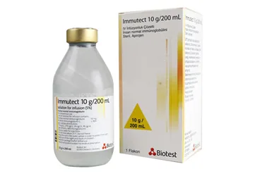 IMMUTECT 10 G/200 ML IV INFUZYONLUK COZELTI (1 FLAKON) kutu fotoğrafı, çözelti formunda immünglobülin içerir. Üretici: KANSUK LABORATUARI SANAYİ VE TİCARET A.Ş.