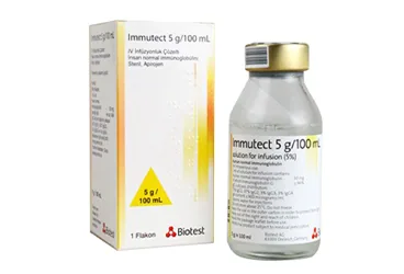 IMMUTECT 5 G/100 ML IV INFUZYONLUK COZELTI (1 FLAKON) (immünglobülin) ürün ambalajı, çözelti. Üretici: KANSUK LABORATUARI SANAYİ VE TİCARET A.Ş.