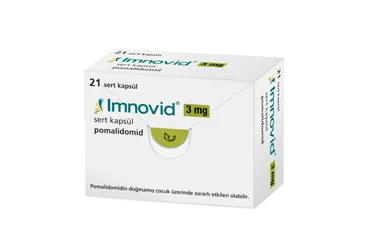 IMNOVID 3 MG 21 SERT KAPSUL kutu fotoğrafı, kapsül formunda pomalidomid içerir. Üretici: ER-KİM İLAÇ SANAYİ VE TİCARET A.Ş.
