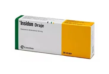 INSIDON 50 MG KAPLI TABLET (30 TABLET) ürün ambalajı. Opipramol içeren tablet. Üretici: EİP ECZACIBAŞI İLAÇ PAZARLAMA A.Ş.