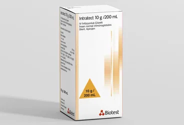 INTRATECT 10 G/200 ML IV INFUZYONLUK COZELTI (1 FLAKON) ürün ambalajı. Normal insan immünglobulin içeren çözelti. Üretici: MAXİCELLS İLAÇ SANAYİ ANONİM ŞİRKETİ.
