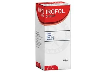 Mültivitamin mineral kombinasyonu içeren şurup: IROFOL 100 ML SURUP kutusu. Üretici: NBT İLAÇ ANONİM ŞİRKETİ.