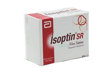 ISOPTIN SR 240 MG 50 FİLM TABLET ürün ambalajı. Verapamil hcl içeren film kaplı tablet. Üretici: ABBOTT LABORATUARLARI İTHALAT İHRACAT VE TİCARET LİMİTED ŞİRKETİ.