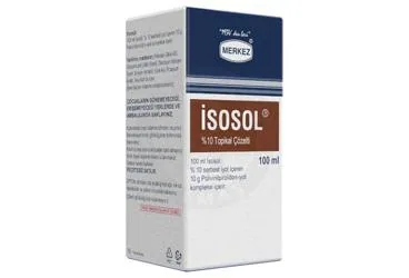 Iodine topikal içeren çözelti: ISOSOL % 10 TOPIKAL ÇOZELTI-100 ML kutu fotoğrafı. Üretici: MERKEZ LABORATUARI İLAÇ SANAYİ VE TİCARET ANONİM ŞİRKETİ.