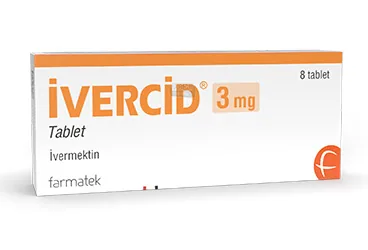 İvercid 3 mg Tablet (20 adet) kutusu, tablet formunda ivermektin içerir. Üretici: FARMA-TEK İLAÇ SAN. VE TİC. A.Ş.