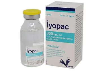 IYOPAC 300 MGI/ML I.A./I.V./INTRATEKAL ENJEKSIYONLUK COZELTI, 100 ML kutu fotoğrafı, çözelti formunda ioheksol içerir. Üretici: VEM İLAÇ SAN. VE TİC. ANONİM ŞİRKETİ.