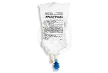 Dekstroz + sodyum klorur içeren çözelti: 1/3 IZODEKS COZELTISI 500 ML (SETSIZ-MEDIFLEKS) ambalajı. Üretici: KOÇAK FARMA İLAÇ VE KİMYA SANAYİ A.Ş.