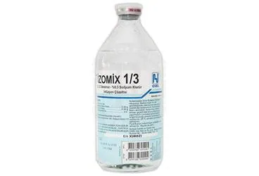 Serum içeren IZOMIX 1/3 500 ML SOL SETLI SISE kutusu. Üretici: OSEL İLAÇ SANAYİ VE TİCARET ANONİM ŞİRKETİ.