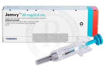JEMVY 20 MG/0,4 ML ENJEKSIYONLUK COZELTI ICEREN KULLANIMA HAZIR ENJEKTOR (1 ENJEKTÖR) kutusu. Ofatumumab içeren çözelti. Üretici: FARMANOVA SAĞLIK HİZMETLERİ LTD.ŞTİ.