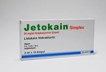 JETOKAIN SIMPLEX 20 MG/ML IV/IM/SC ENJEKSIYONLUK COZELTI (lidokain hcl) kutu fotoğrafı, çözelti. Üretici: ADEKA İLAÇ SANAYİ VE TİCARET A.Ş.