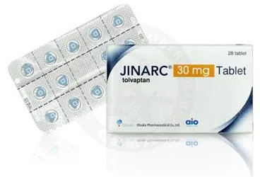 JINARC 30 MG 28 TABLET ambalajı. Tolvaptan içeren tablet. Üretici: ABDİ İBRAHİM OTSUKA İLAÇ SAN. VE TİC. A.Ş.