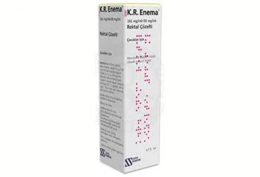 K.R. ENEMA 161 MG/ML+59 MG/ML REKTAL COZELTI (67,5 ML) ürün ambalajı. Sodyum fosfat -lavman içeren çözelti. Üretici: ŞİFA KİMYA İLAÇ SANAYİ VE TİCARET ANONİM ŞİRKETİ.
