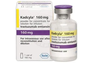 Trastuzumab içeren çözelti: KADCYLA 160 MG IV INF. COZELTI KONSANTRESI ICIN TOZ ICEREN FLAKON ambalajı. Üretici: ROCHE MÜSTAHZARLARI SANAYİ ANONİM ŞİRKETİ.