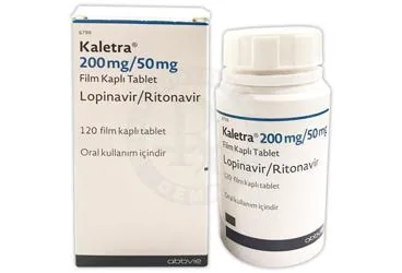 Lopinavir + ritonavir içeren film kaplı tablet: KALETRA 200 MG/50 MG FILM KAPLI TABLET ürün ambalajı. Üretici: ABBVİE TIBBİ İLAÇLAR SANAYİ VE TİCARET LİMİTED ŞİRKETİ.