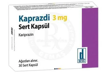 KAPRAZDI 3 MG SERT KAPSUL (30 ADET) (kariprazin) kutu fotoğrafı, kapsül. Üretici: DEVA HOLDİNG ANONİM ŞİRKETİ.