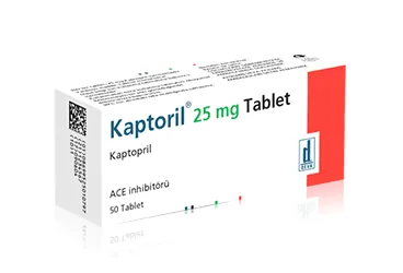 KAPTORIL 25 MG 50 TABLET ürün ambalajı. Kaptopril içeren tablet. Üretici: DEVA HOLDİNG ANONİM ŞİRKETİ.