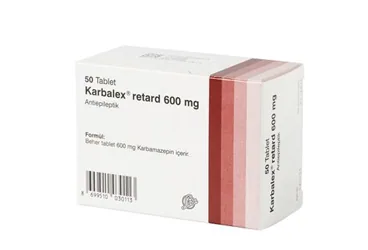 KARBALEX 600 MG UZATILMIS SALIMLI TABLET ambalajı, tablet formunda karbamazepin içerir. Üretici: LİBA LABORATUARLARI A.Ş.