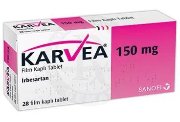 KARVEA 150 MG 28 FİLM KAPLI TABLET ambalajı, film kaplı tablet formunda irbesartan içerir. Üretici: SANOFİ SAĞLIK ÜRÜNLERİ LTD. ŞTİ.