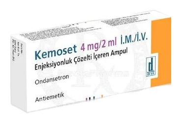 KEMOSET 4 MG/2 ML IM/IV ENJEKSIYONLUK COZELTI ICEREN 1 AMPUL ürün ambalajı, çözelti formunda ondansetron hcl içerir. Üretici: DEVA HOLDİNG ANONİM ŞİRKETİ.
