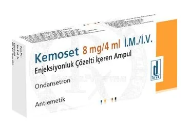 KEMOSET 8 MG/4 ML IM/IV ENJEKSIYONLUK COZELTI ICEREN 1 AMPUL ürün ambalajı, çözelti formunda ondansetron hcl içerir. Üretici: DEVA HOLDİNG ANONİM ŞİRKETİ.