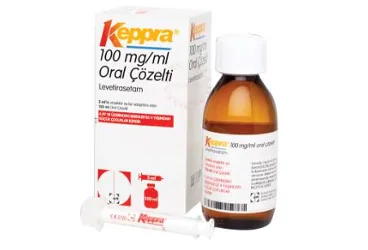 Levetirasetam içeren çözelti: KEPPRA 100 MG/ML ORAL COZELTI 150 ML + 1 ML ENJEKTOR kutu fotoğrafı. Üretici: UCB PHARMA A.Ş.