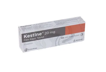 Ebastin içeren film kaplı tablet: KESTINE 20 MG FILM KAPLI TABLET (20 TABLET) kutu fotoğrafı. Üretici: EİP ECZACIBAŞI İLAÇ PAZARLAMA A.Ş.