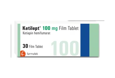 Ketiapin içeren film kaplı tablet: KETILEPT 100 MG FILM KAPLI TABLET (30 FILM KAPLI TABLET) kutu fotoğrafı. Üretici: FARMA-TEK İLAÇ SANAYİ VE TİCARET A.Ş.