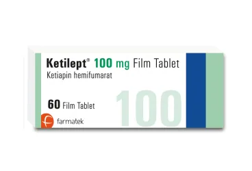 KETILEPT 100 MG 60 TABLET (ketiapin) kutu fotoğrafı, tablet. Üretici: FARMA-TEK İLAÇ SANAYİ VE TİCARET A.Ş.