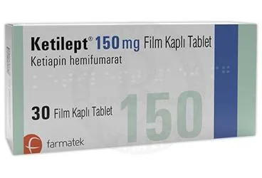 KETILEPT 150 MG FILM KAPLI TABLET (30 ADET) kutu fotoğrafı. Ketiapin içeren film kaplı tablet. Üretici: FARMA-TEK İLAÇ SANAYİ VE TİCARET A.Ş.